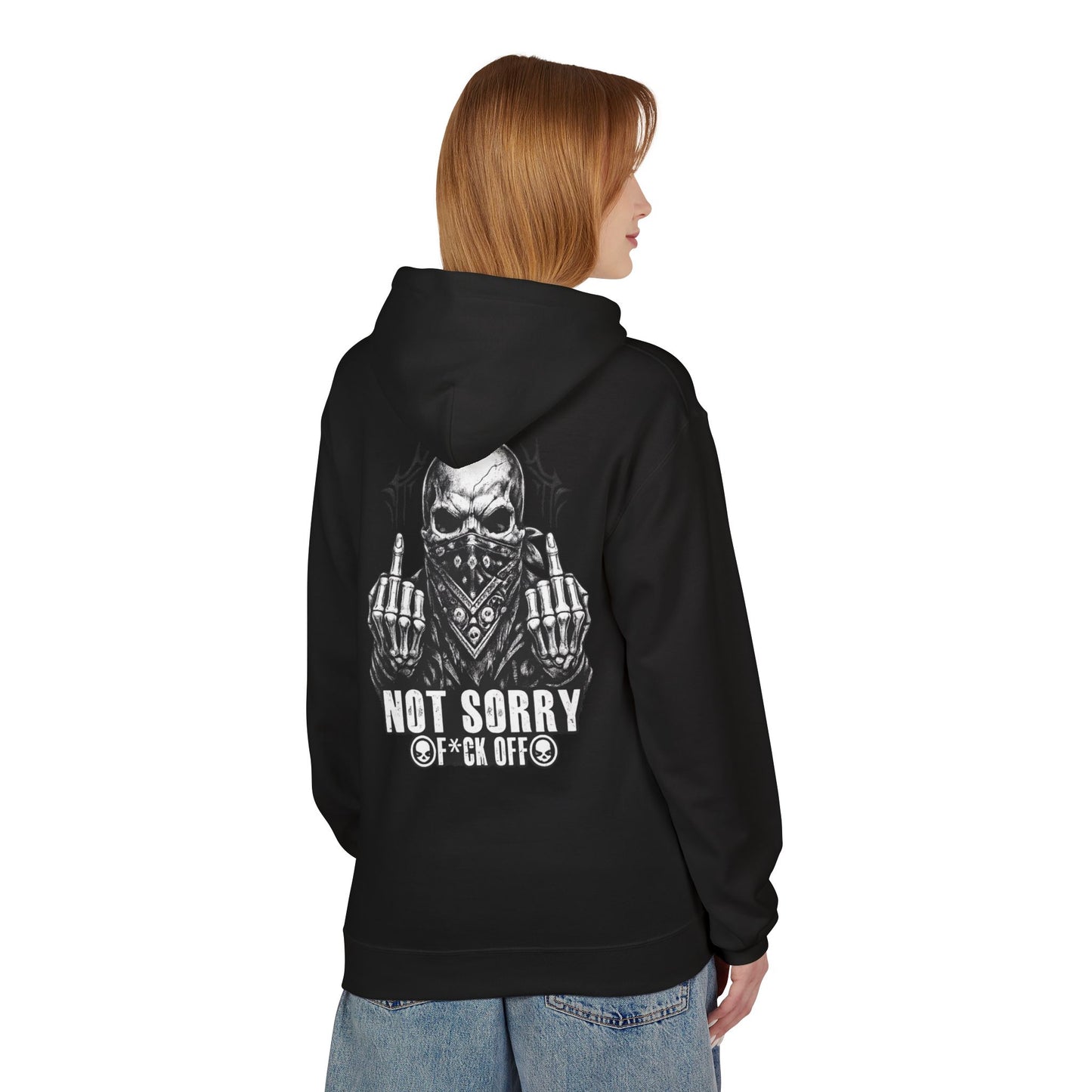 Skull Bandana Middle Finger Not Sorry Hoodie | Dark Gothic Streetwear
