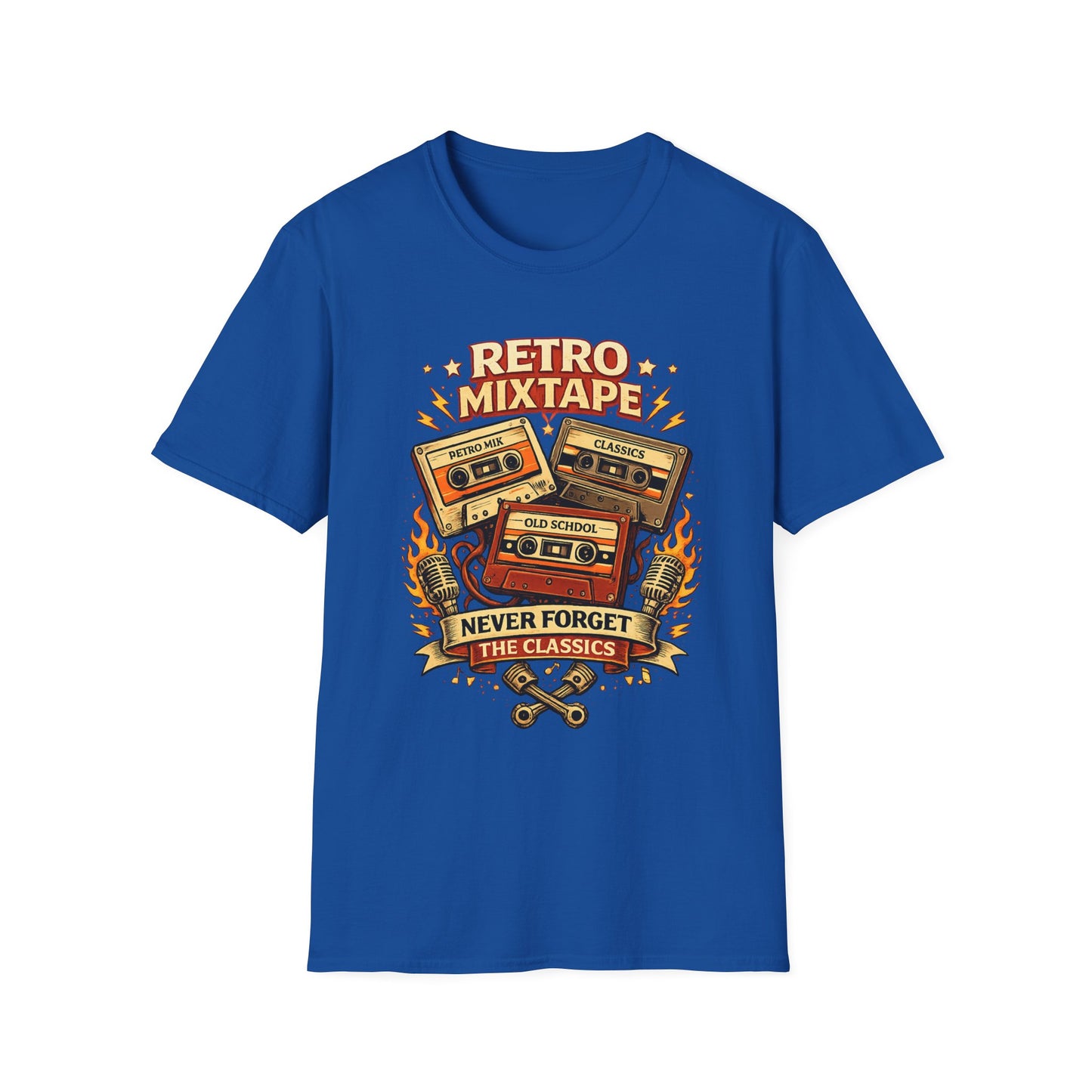 Retro Mixtape T-Shirt — 'Never Forget the Classics' Vintage Cassette Tee