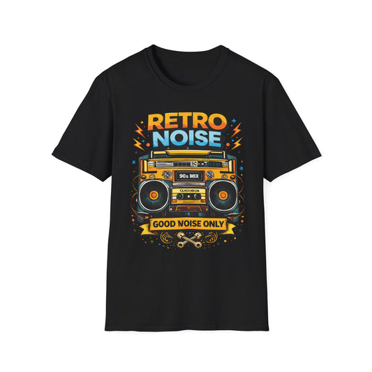 Retro Noise Boombox T-Shirt — "Good Noise Only" Vintage 80s Music Tee