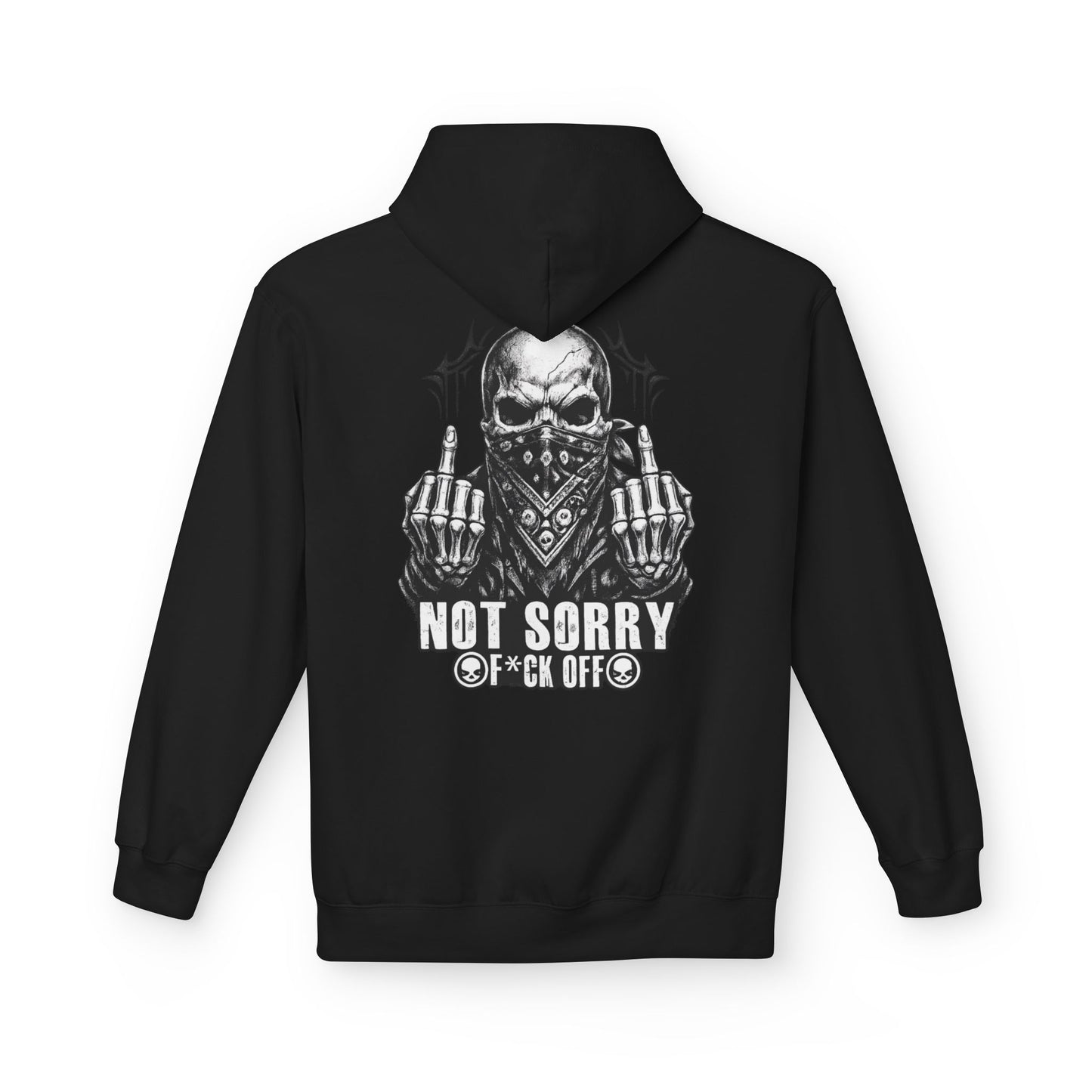 Skull Bandana Middle Finger Not Sorry Hoodie | Dark Gothic Streetwear
