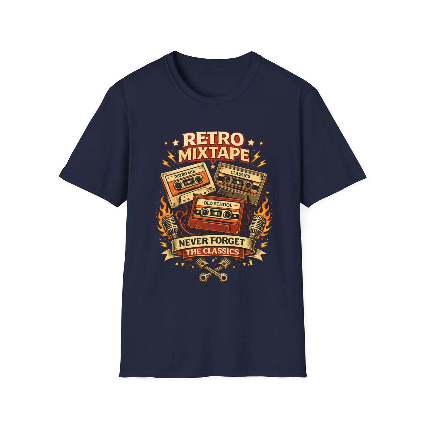 Retro Mixtape T-Shirt — 'Never Forget the Classics' Vintage Cassette Tee