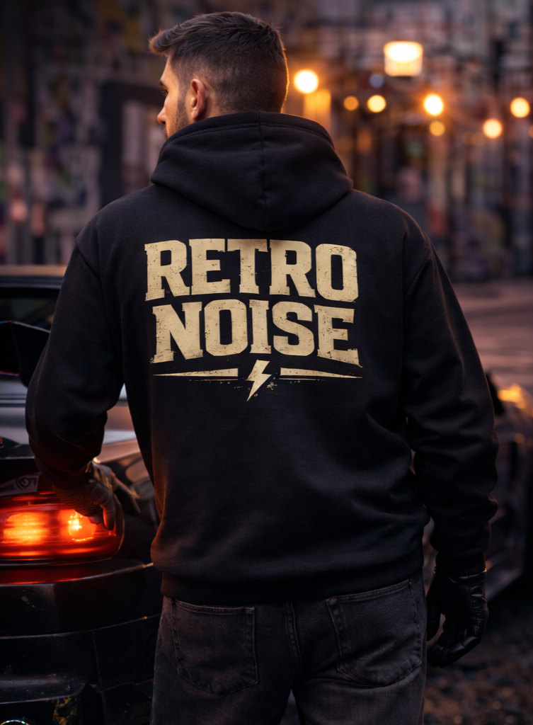 Retro Noise Hoodie — Vintage Band Logo Pullover
