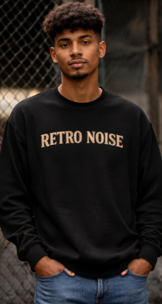 Retro Noise Rock & Roll Crewneck Sweatshirt — Gothic Guitar Skeleton Design