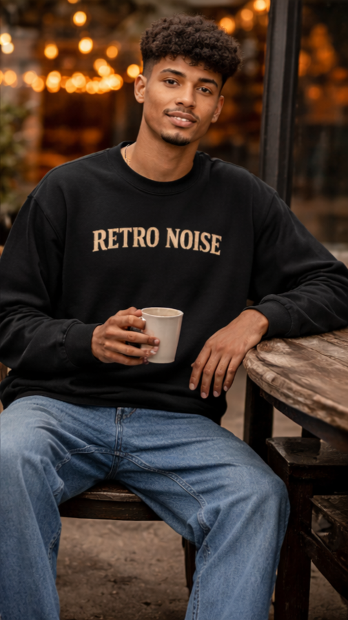 Retro Noise Rock & Roll Crewneck Sweatshirt — Gothic Guitar Skeleton Design