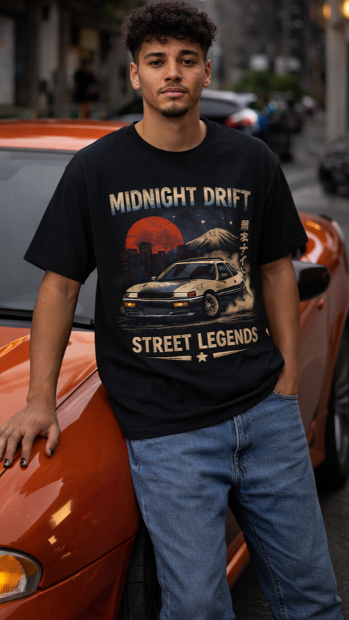 Midnight Drift Street Legends T-Shirt — JDM Retro Car Racing Tee