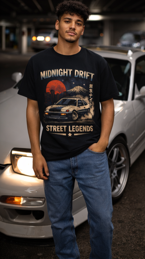 Midnight Drift Street Legends T-Shirt — JDM Retro Car Racing Tee