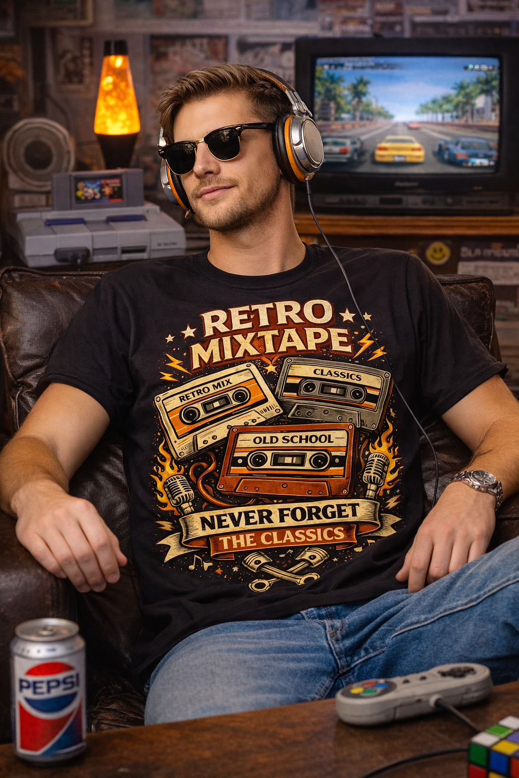 Retro Mixtape T-Shirt — 'Never Forget the Classics' Vintage Cassette Tee