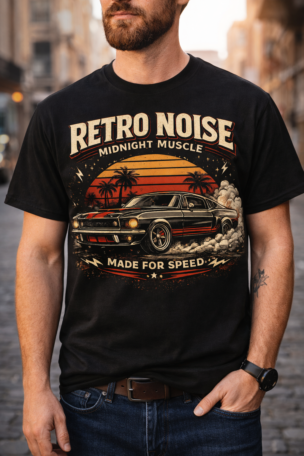 Retro Noise "Midnight Muscle" Vintage Muscle Car Tee