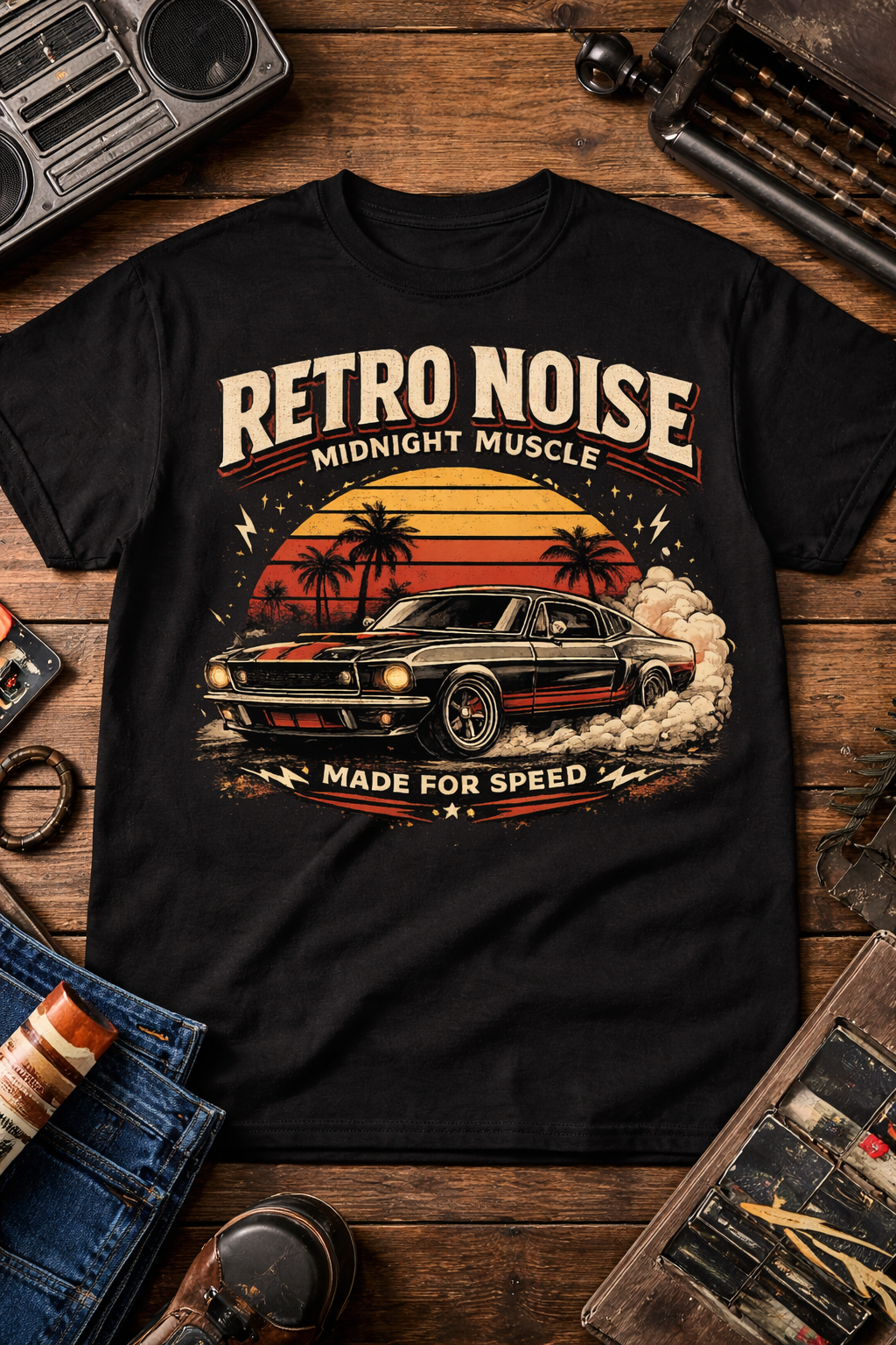 Retro Noise "Midnight Muscle" Vintage Muscle Car Tee