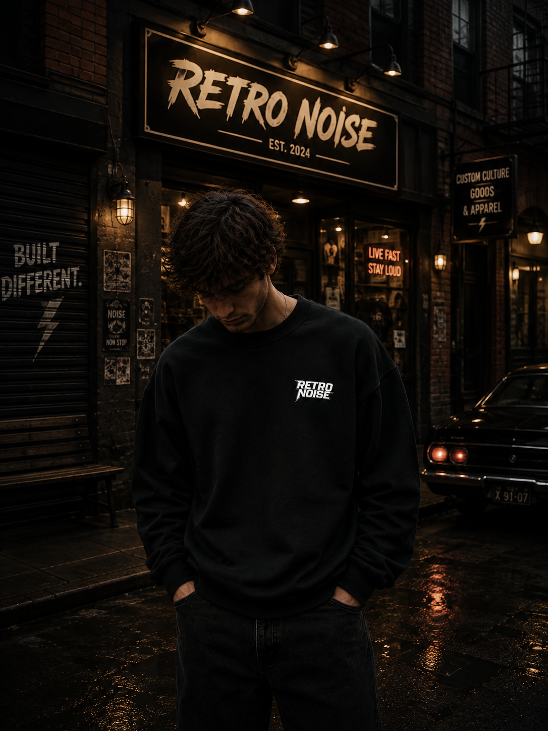 Chaos Graphic Sweatshirt — Bold Distressed Back Print Crewneck