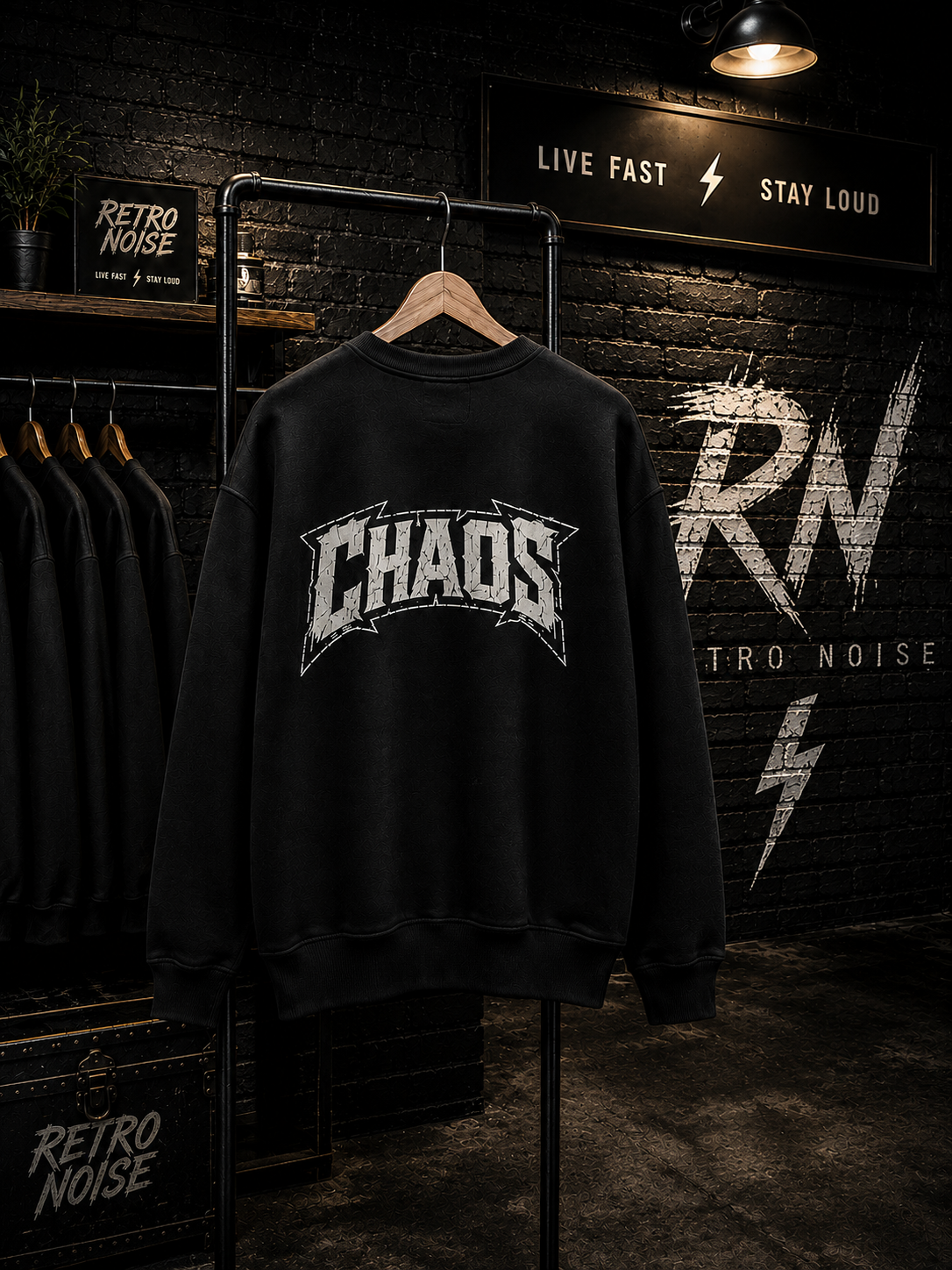 Chaos Graphic Sweatshirt — Bold Distressed Back Print Crewneck