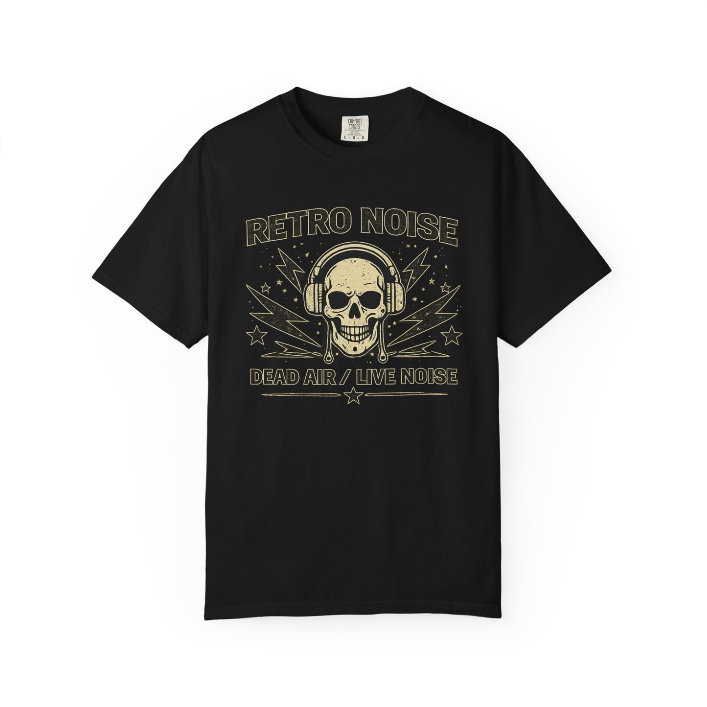 Retro Noise Skull T-Shirt — "Dead Air / Live Noise" Vintage Rock Tee