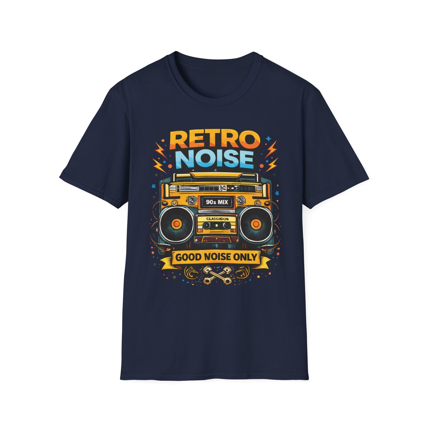 Retro Noise Boombox T-Shirt — "Good Noise Only" Vintage 80s Music Tee